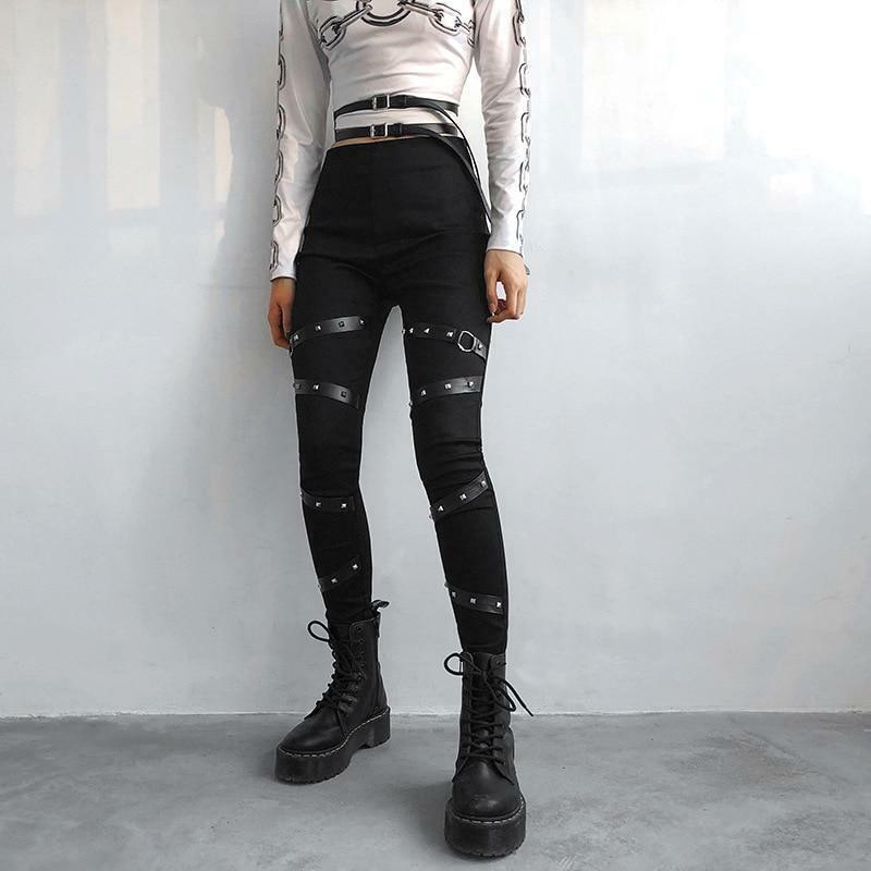 Y2K High Waisted Black Skinny Pants - 90s Grunge, Retro, and Summer Y2K Fashion