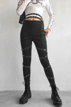 Y2K High Waisted Black Skinny Pants - 90s Grunge, Retro, and Summer Y2K Fashion