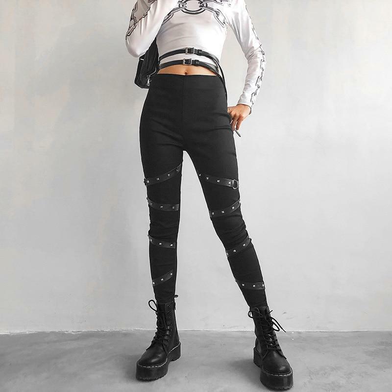 Y2K High Waisted Black Skinny Pants - 90s Grunge, Retro, and Summer Y2K Fashion