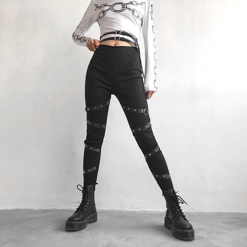 Y2K High Waisted Black Skinny Pants - 90s Grunge, Retro, and Summer Y2K Fashion