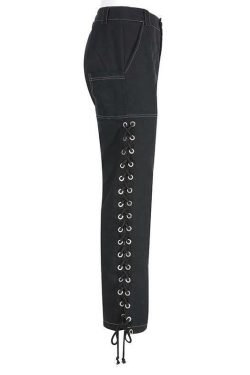 Y2K High Waisted Lace Up Pants - 90s Grunge, Retro, Summer, Party, Club, Goth, Popstar Outfits