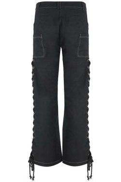 Y2K High Waisted Lace Up Pants - 90s Grunge, Retro, Summer, Party, Club, Goth, Popstar Outfits