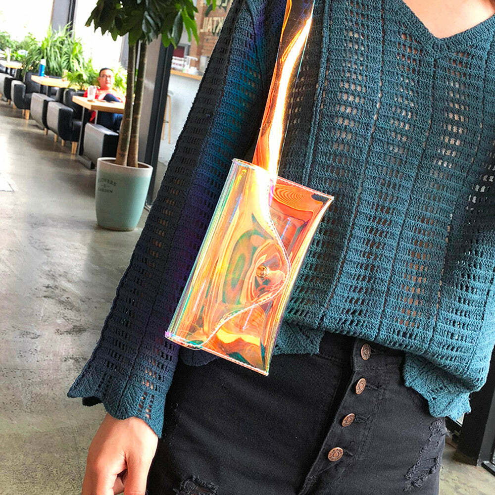 Y2K Holographic Fanny Pack - Perfect for 90s Grunge, Retro, and Summer Y2K Outfits