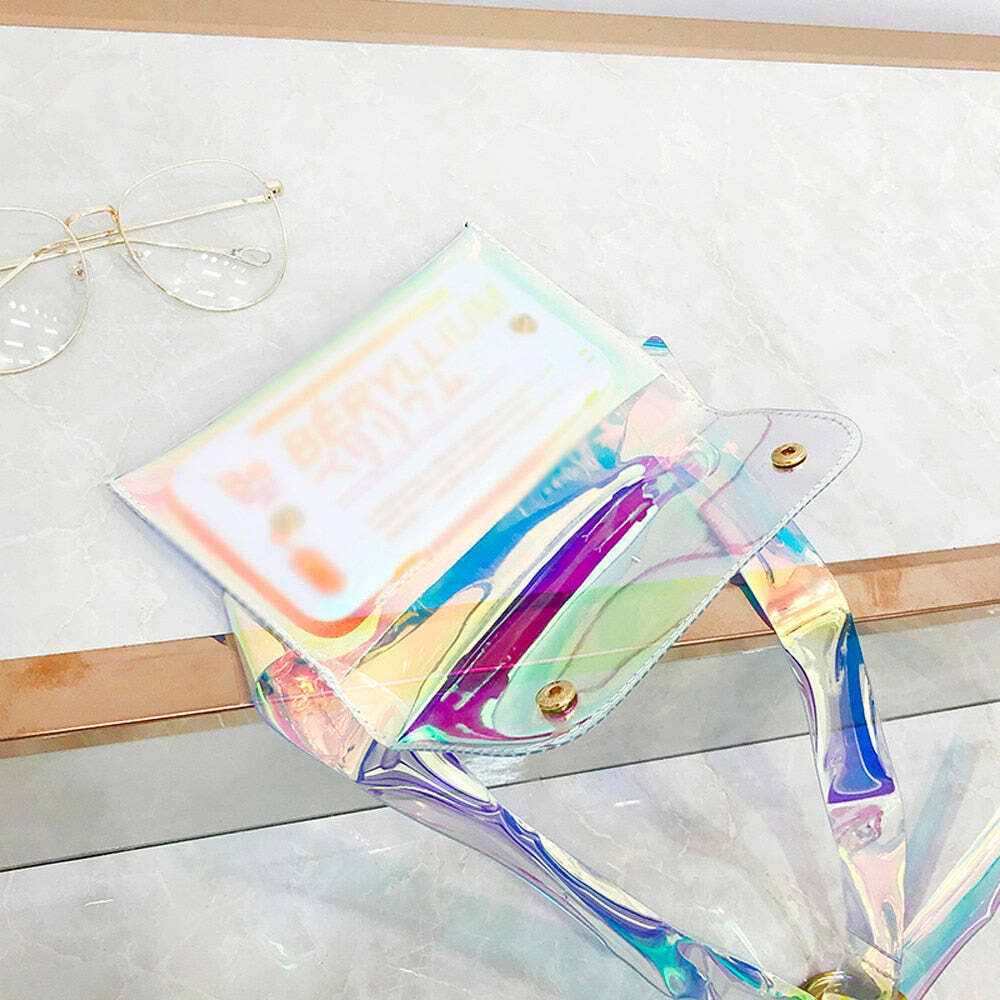 Y2K Holographic Fanny Pack - Perfect for 90s Grunge, Retro, and Summer Y2K Outfits