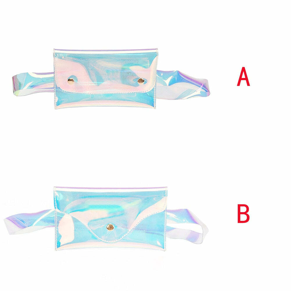 Y2K Holographic Fanny Pack - Perfect for 90s Grunge, Retro, and Summer Y2K Outfits