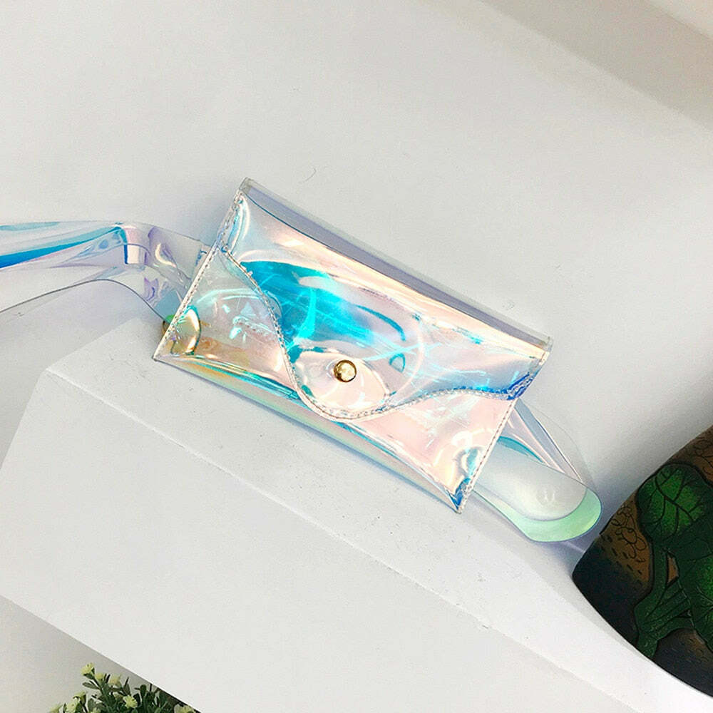 Y2K Holographic Fanny Pack - Perfect for 90s Grunge, Retro, and Summer Y2K Outfits