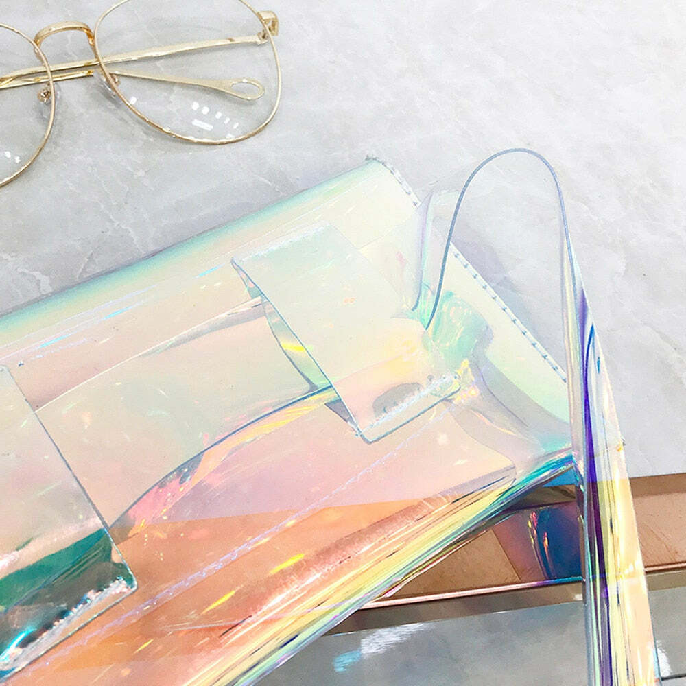 Y2K Holographic Fanny Pack - Perfect for 90s Grunge, Retro, and Summer Y2K Outfits
