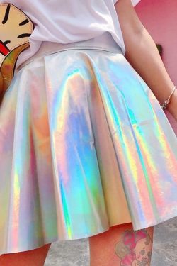 Y2K Holographic Pleated Skirt - Retro 90s Grunge, Summer Party, Club & Popstar Outfits
