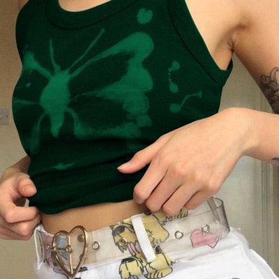 Y2K Indie Butterfly Tank Top - Retro 90s Grunge Summer Outfit, Y2K Fashion for Women