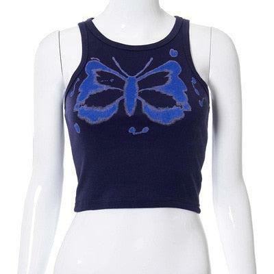 Y2K Indie Butterfly Tank Top - Retro 90s Grunge Summer Outfit, Y2K Fashion for Women
