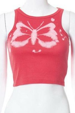 Y2K Indie Butterfly Tank Top - Retro 90s Grunge Summer Outfit, Y2K Fashion for Women
