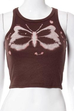Y2K Indie Butterfly Tank Top - Retro 90s Grunge Summer Outfit, Y2K Fashion for Women