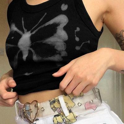 Y2K Indie Butterfly Tank Top - Retro 90s Grunge Summer Outfit, Y2K Fashion for Women