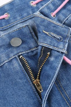Y2K Indie Girl Heart Baggy Jeans - Retro 90s Grunge, Summer Y2K Outfits, Pastel Goth Style