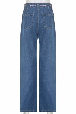 Y2K Indie Girl Heart Baggy Jeans - Retro 90s Grunge, Summer Y2K Outfits, Pastel Goth Style