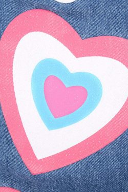 Y2K Indie Girl Heart Baggy Jeans - Retro 90s Grunge, Summer Y2K Outfits, Pastel Goth Style