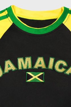 Y2K Jamaica Crop Top - Retro 90s Grunge, Summer Y2K Outfits, Pastel Goth, Y2K Party Fashion