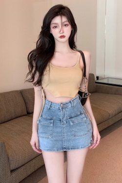 Y2K Jean Skirt - Retro 90s Grunge Summer Outfit, Y2K Fashion, Y2K Party & Club Outfits