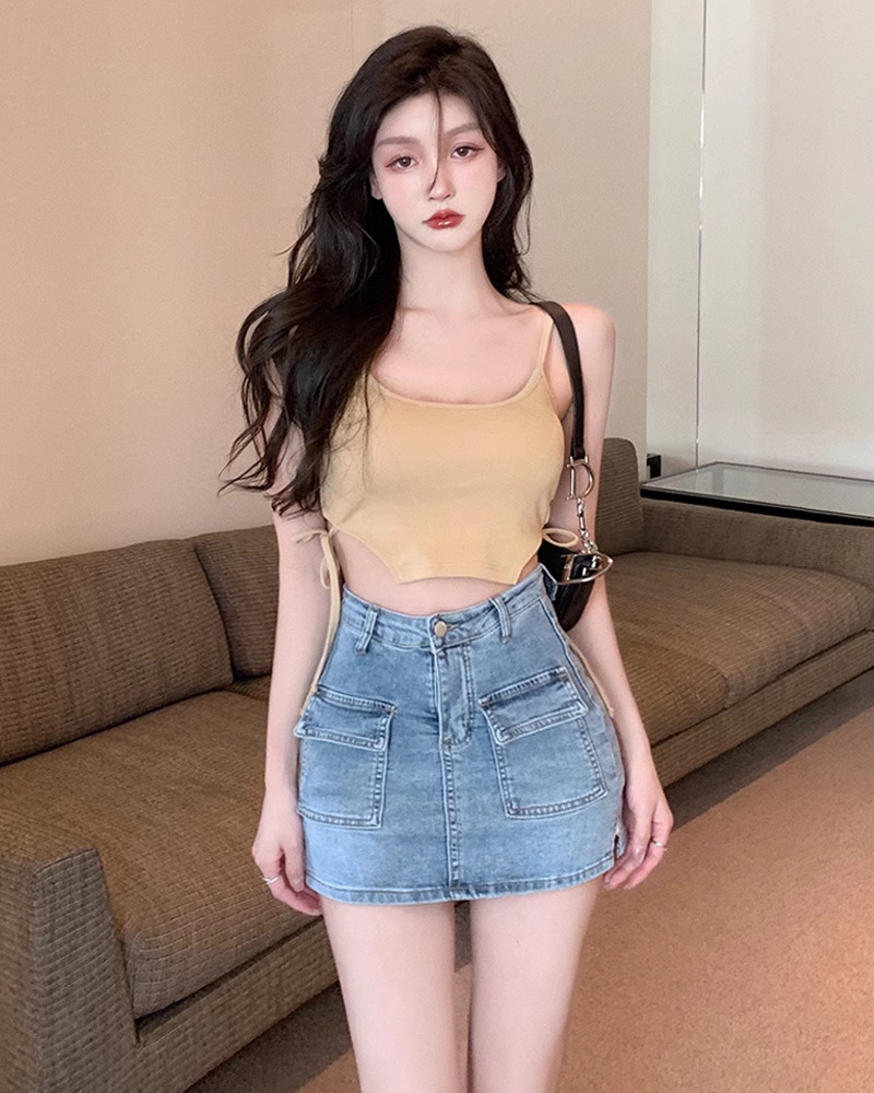 Y2K Jean Skirt - Retro 90s Grunge Summer Outfit, Y2K Fashion, Y2K Party & Club Outfits