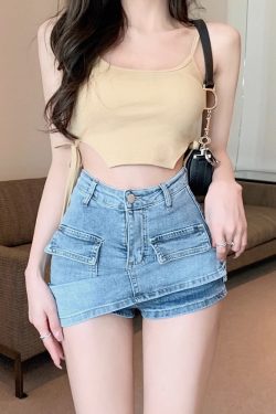 Y2K Jean Skirt - Retro 90s Grunge Summer Outfit, Y2K Fashion, Y2K Party & Club Outfits