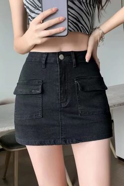 Y2K Jean Skirt - Retro 90s Grunge Summer Outfit, Y2K Fashion, Y2K Party & Club Outfits