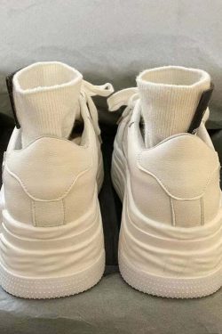 Y2K K-Pop Star Platform Sneakers - White | 90s Grunge, Retro, Summer, Party, Club Outfits