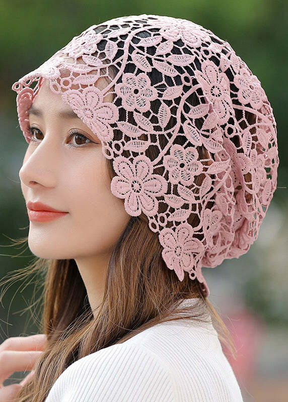 Y2K Khaki Floral Lace Hollow Out Hat - Retro 90s Grunge, Pastel Goth, Summer Y2K Fashion