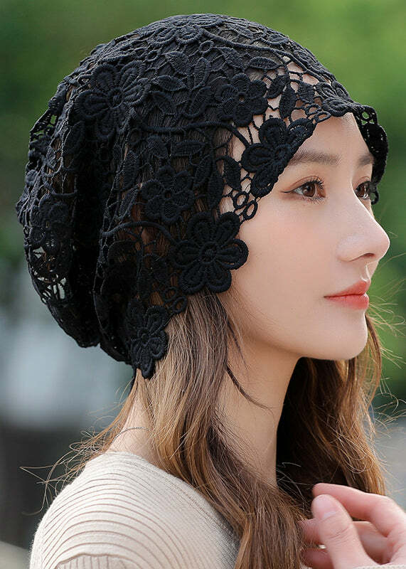 Y2K Khaki Floral Lace Hollow Out Hat - Retro 90s Grunge, Pastel Goth, Summer Y2K Fashion