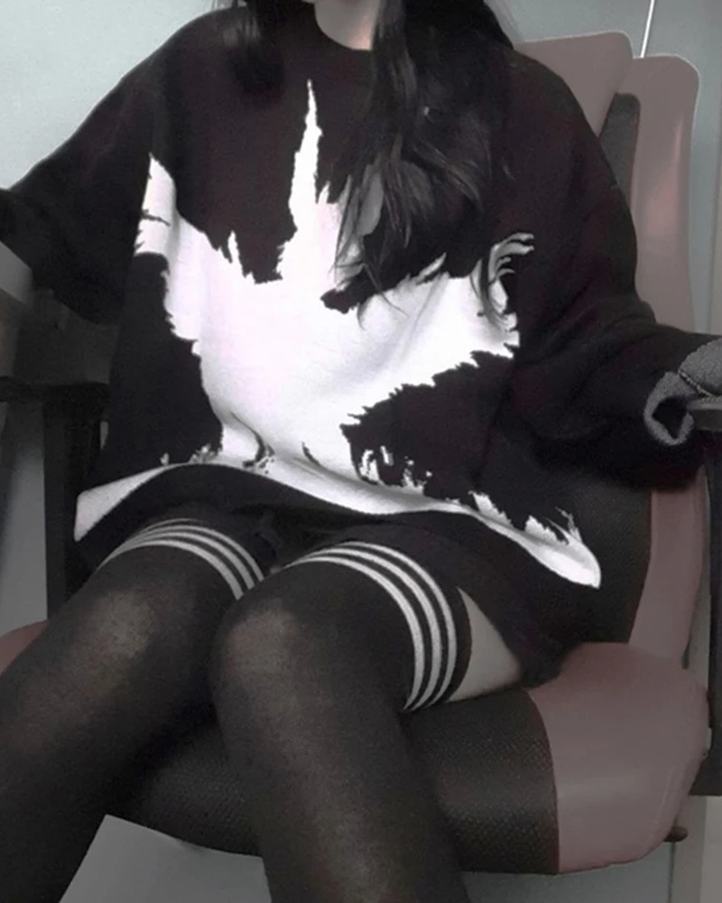 Y2K Knit Sweater - Retro 90s Grunge, Summer Outfits, Pastel Goth, Y2K Fashion Essentials