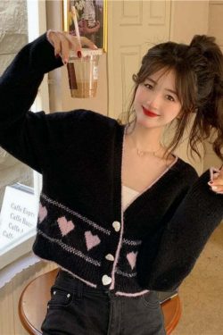 Y2K Korean Coquette Heart Cardigan - 90s Grunge, Retro Summer, Pastel Goth, Y2K Fashion