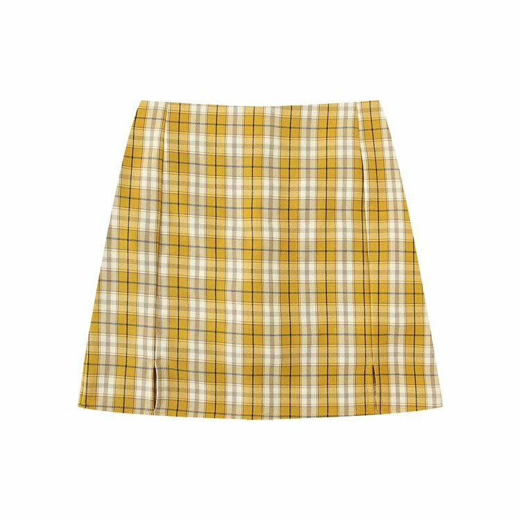 Y2K Korean Split Mini Plaid Skirt with Shorts - 90s Grunge Summer Outfit, Retro Y2K Fashion