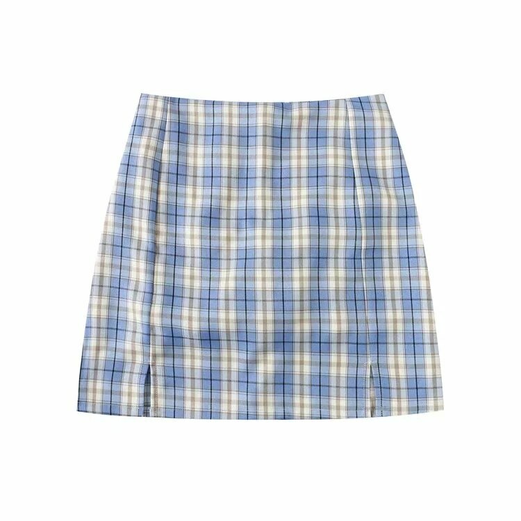 Y2K Korean Split Mini Plaid Skirt with Shorts - 90s Grunge Summer Outfit, Retro Y2K Fashion