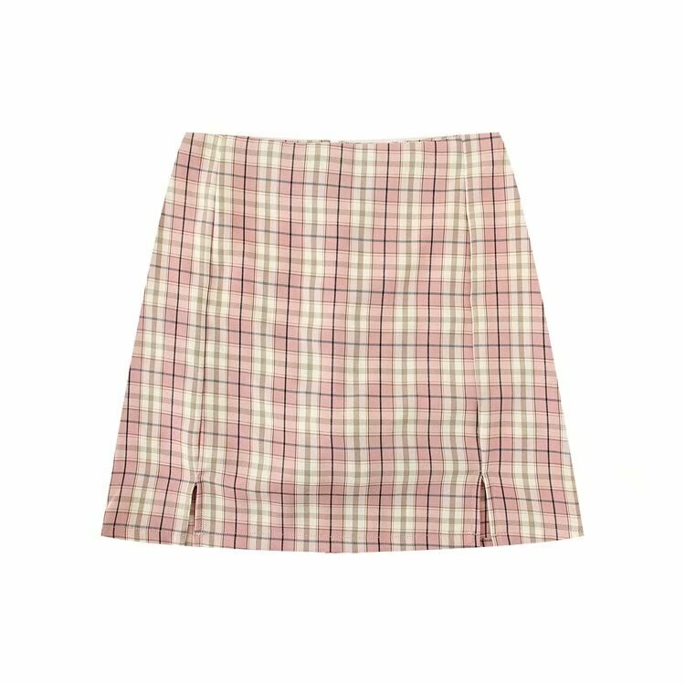 Y2K Korean Split Mini Plaid Skirt with Shorts - 90s Grunge Summer Outfit, Retro Y2K Fashion