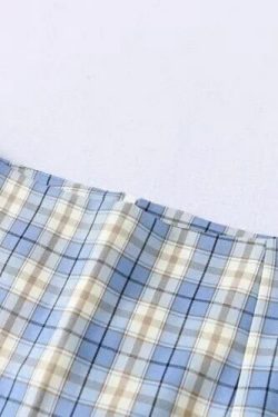 Y2K Korean Split Mini Plaid Skirt with Shorts - 90s Grunge Summer Outfit, Retro Y2K Fashion