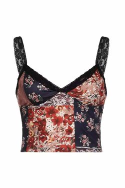 Y2K Lace Crop Top - Retro 90s Grunge, Summer Party, Pastel Goth, Hip Hop Fashion