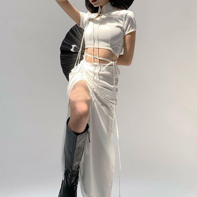 Y2K Lace Up Dress - 90s Grunge, Retro Summer Outfit, Gothic Pastel Goth, Y2K Party Fashion