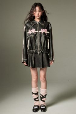 Y2K Leather Jacket - Retro 90s Grunge, Summer Outfits, Club & Party Fashion for Women