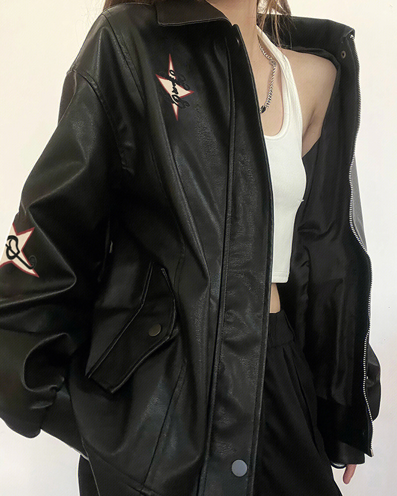 Y2K Leather Jacket - Retro 90s Grunge, Summer Outfits, Club & Party Fashion for Women