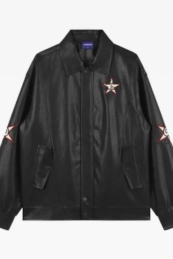 Y2K Leather Jacket - Retro 90s Grunge, Summer Outfits, Club & Party Fashion for Women
