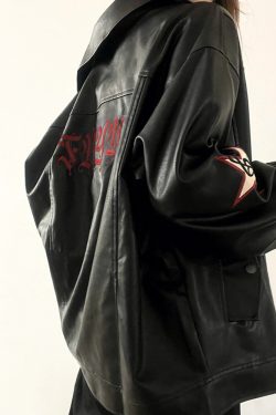 Y2K Leather Jacket - Retro 90s Grunge, Summer Outfits, Club & Party Fashion for Women