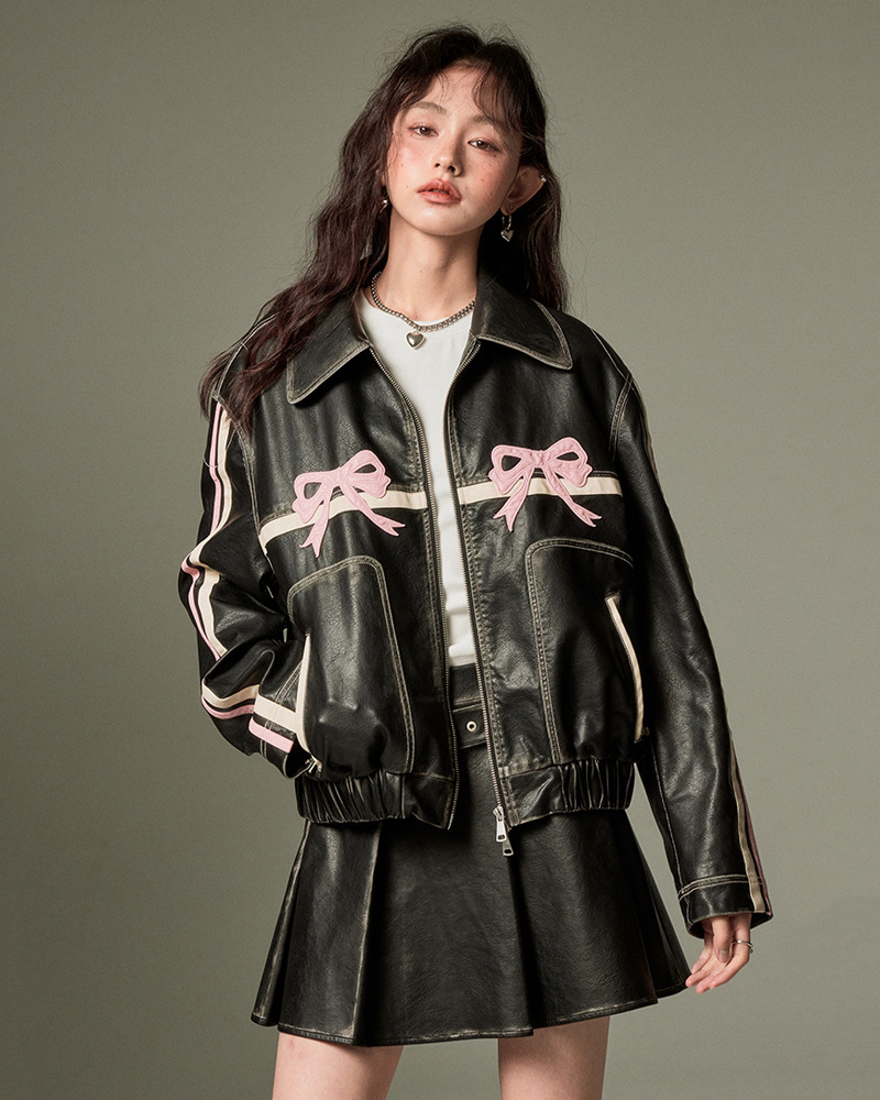 Y2K Leather Jacket - Retro 90s Grunge, Summer Outfits, Club & Party Fashion for Women