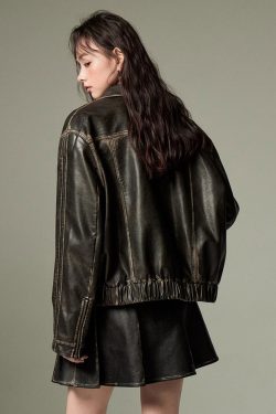 Y2K Leather Pleated Skirt - 90s Grunge, Retro Summer, Gothic Y2K, Party & Club Outfits