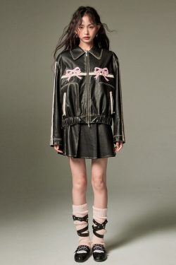 Y2K Leather Pleated Skirt - 90s Grunge, Retro Summer, Gothic Y2K, Party & Club Outfits