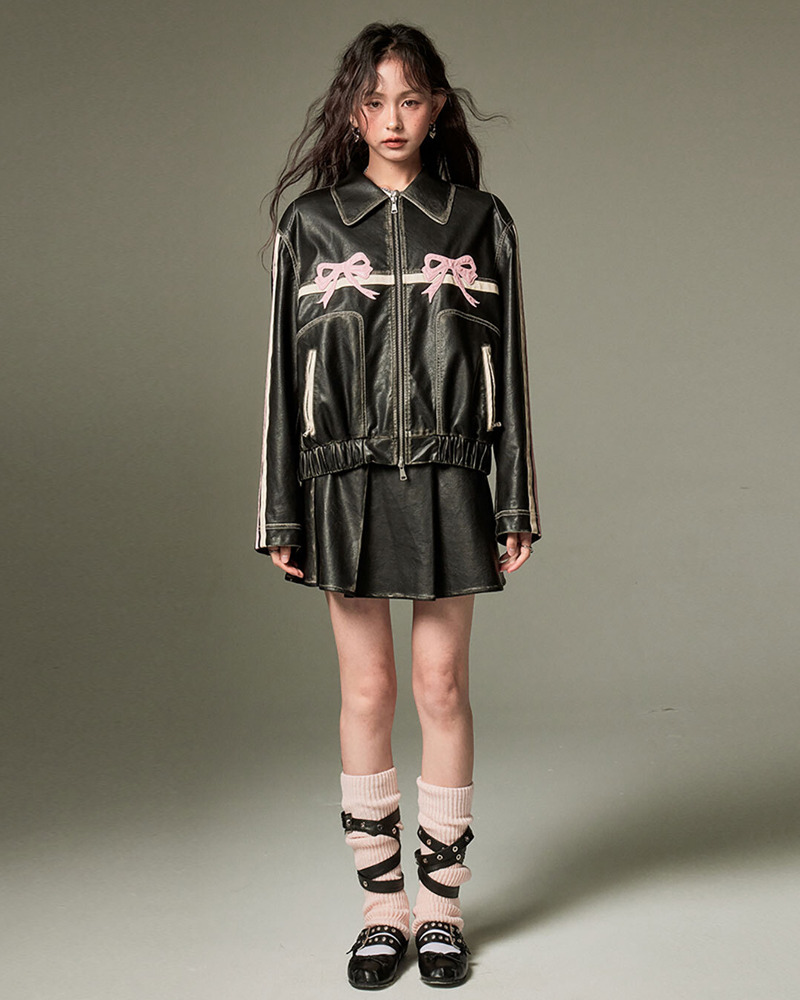 Y2K Leather Pleated Skirt - 90s Grunge, Retro Summer, Gothic Y2K, Party & Club Outfits