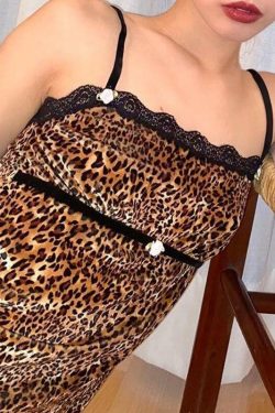 Y2K Leopard Mini Dress - 90s Grunge Summer Outfit, Retro Party & Club Fashion