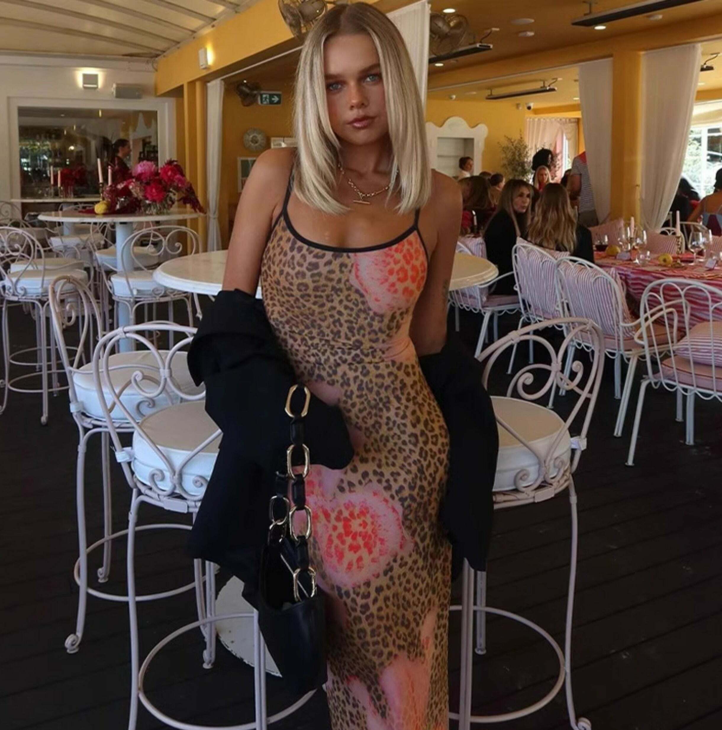 Y2K Leopard Print Maxi Dress - Retro 90s Grunge Summer Outfit for Women