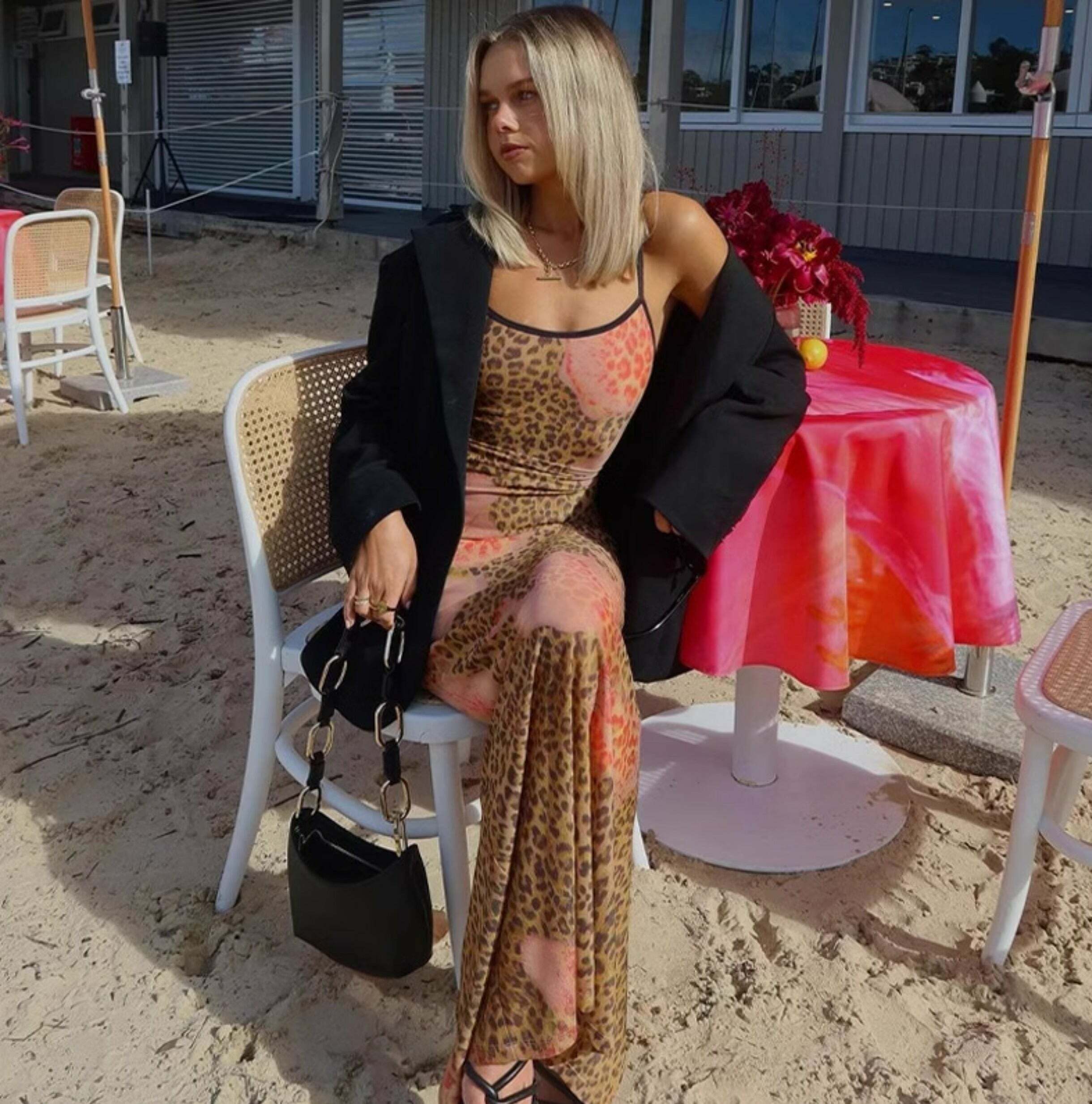Y2K Leopard Print Maxi Dress - Retro 90s Grunge Summer Outfit for Women