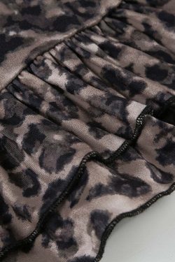Y2K Leopard Print Mini Dress with Ruffle Detail - Perfect for 90s Grunge and Summer Outfits