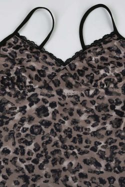 Y2K Leopard Print Mini Dress with Ruffle Detail - Perfect for 90s Grunge and Summer Outfits