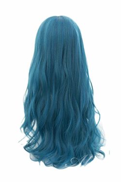 Y2K Long Ombre Teal Blue Cosplay Wig with Bangs - Retro 90s Grunge, Pastel Goth, Y2K